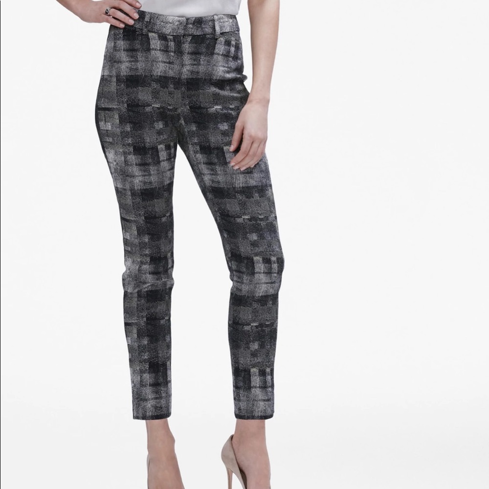 MM LaFleur Condesa pant size 6. Scratch plaid: black, white, matcha.